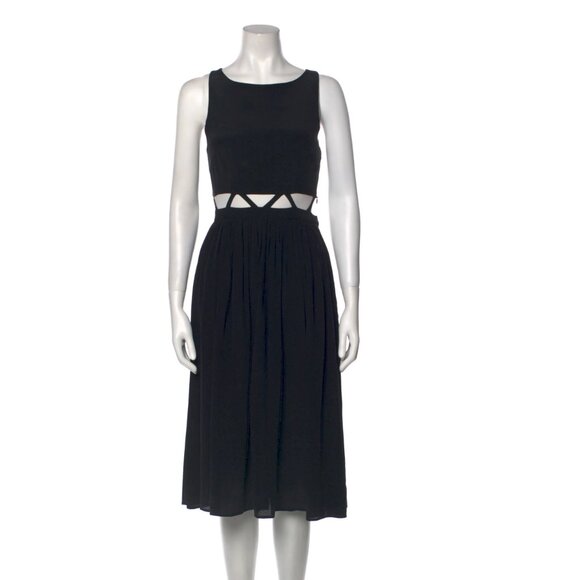 Mara Hoffman Adorable Cutout Midi Bateau Neckline Midi Length Dress Black Size 0 - Picture 1 of 5